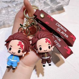 Keychains Lanyards Demon Slayer Blade of Keychain Cute Characters Bag Pendant Car Key Chain Ring Fans Gift Anime Jewellery R231201