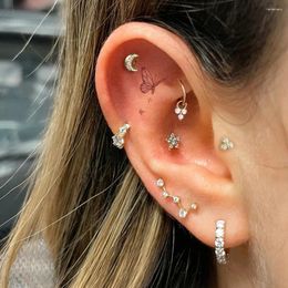 Stud Earrings 1pc Tragus Piercing Ear Stainless Steel Gold Color Zircon Star Conch Daith Cartilage Body Jewelry For Women Hoops