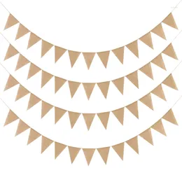 Party Decoration 13pcs/Set Natural Vintage Jute Burlap Bunting Banners For Wedding Birthday Linen Pennant Banner Garland Flags