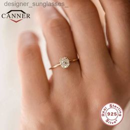 Band Rings CANNER Real 925 Sterling Silver Fashion Mini Zircon Engagement Ring for Women Rings Female Gold Colour Fine Jewellery Gift anillosL231201