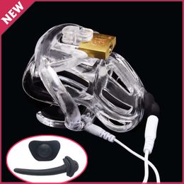 New CHASTE BIRD Male Chastity Device Electric Shock Cock Cage Penis Ring Embedded Modular Design Padlock Adult Belt Sexy Toy A370