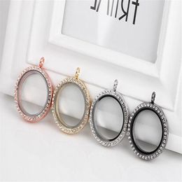 Whole 10PCS lot 30MM 4Colors Crystal Round Magnetic Glass Floating Locket Pendant For Chain Necklace2791