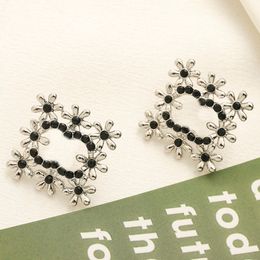 Luxury Earrings Brand Designer Jewellery Double Letters Stud Women Crystal Rhinestone Earring Wedding Party Gift