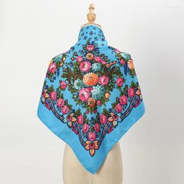 Scarves 90 90cm Women National Russian Floral Square Scarf Traditional Ukrainian Bandana Shawl Babushka Handkerchief Head Wraps