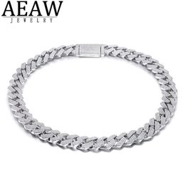 AEAW 18 Inch 925 Sterling Silver Setting Iced Out Moissanite Diamond Hip Hop Cuban Link Chain Miami Necklace Jewellery for Mens X050317t