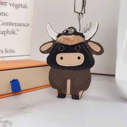 Fashion PU Leather OX Cattle Cow Designer Keychain Key Ring for Men Car Keyring Holder Women Bull Pendant Christmas Year Gift with196j