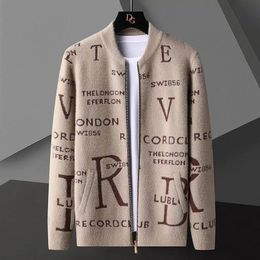 Men's Sweaters Fall Zipper Letter Printing Cardigan Men Sweter Korean Coat Designer Autumn Fashion Knit Jacket 231130