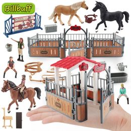 Blocks DIY Horse Race Model Horseman Farm Animal Figurines Action Toy Figures ABS Emulation Toys for Children Christmas Birthday Gift 231201