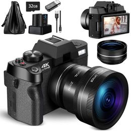 GAnica Compact Digital Pography Camera 4K WIFI Web Cam Vintage Vlog Video Recorder 48MP Camcorder 3" Flip Screen 231221