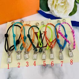 Unisex Fashion Classic Style 8 Colour chain lover bracelet sliver lock pendant stainless steel rope knitting bangle for christmas g5752762