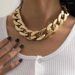 Choker Punk Exaggerated Thick Chain Metal Necklace Women Girls Product Gold Plating Fashion Jewellery Party Gift Style CN326