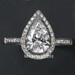 choucong Pear cut shape 5A Zircon Cz 925 Sterling Silver Engagement Wedding Ring Sz 5-11 Gift S18101607187g