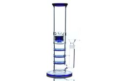 Green Blue Clear Hookahs 16 Inch Straight Tube Glass Bongs Thick Triple BeeComb Perc Birdcage Percolator Water Pipes 18mm Joint Oi2625461