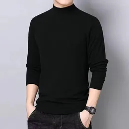 Men's T Shirts 2023 Winter Half Turtleneck Solid Color With Fur Warm T-shirt Mid Collar Inner Wear Blouse