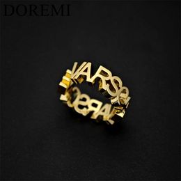 Wedding Rings DOREMI m Thick Letters Designer Jewellery Ring Girls Finger Custom Name Initial Letter Women Open 231130
