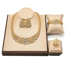 Wedding Jewellery Sets Italian 18k Gold Plated Set For Women Elegant Butterfly Pendant Necklace Earrings Bracelet Jewellry 231201