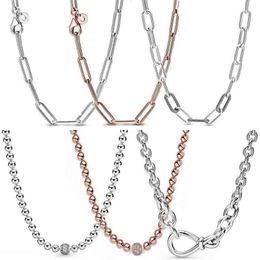 925 Sterling Silver Chunky Infinity Knot Bead & Pave Me Link Snake Chain Sliding Necklace for Popular Charm Diy Jewelry297N