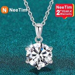 Chokers NeeTim 4ct 10mm Necklace For Women 925 Sterling Silver with 18K Gold Plated Lab Diamond Pendant Wedding Party Jewelry 231130