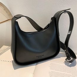 Small Designer Women's Black Bag Simple Retro Crossbody Bags Luxury Pu Leather Female Handbags Pure Colour Bucket Shoulder Bag220A
