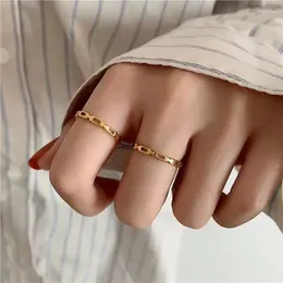 Cluster Rings Golden Geometric Hollow Out Titanium Steel Ring Women's Senior Light Luxury Niche Design Is Simple And Does Not Fade