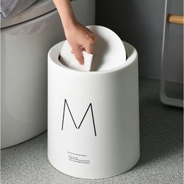 Waste Bins 8L Nordic Simple Plastic Trash Can Office Bathroom Kitchen Trash Bin Living Room Bedroom Garbage Household Waste Bin With Lid 231130