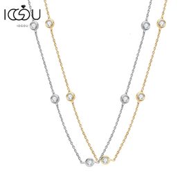 Chokers IOGOU 925 Sterling Silver Choker 25mm4mm D Color Bezel Round 14k Gold Plated Necklace Women Certified Jewelry Gifts 231130