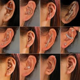 Stud Wedding Ear Wrap Crawler Hook Earring Crystal Zircon Earrings For Woman Industrial Barbell Cartilage Earings Jewelry2608