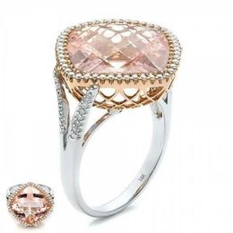 Wedding Rings Fashion Sparkling Champagne Color Ring Morganite Bridal Fine Engagement PartyJewelry Gift244h