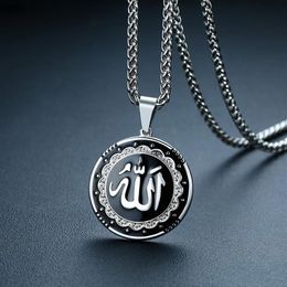 New Arrival Gold Silver Colour Stainless Steel Arabic Islamic God Pendant Necklace Muslim Women Charm Jewelry179b