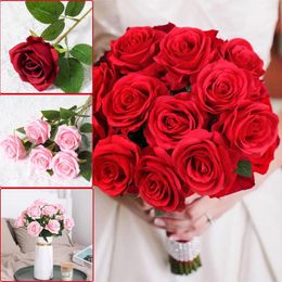 Decorative Flowers 5Pcs Artificial Roses Valentine's Day Simulation Silk Rose Wedding Home Decoration Fake Plants DIY Wreath Supplies