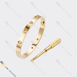 Designer Bracelet Jewellery Designer for Women Lovely Bracelet Gold Bracelet 10 Diamonds Titanium Steel Bangle Gold-Plated Never Fading Non-Allergic, Store/21491608