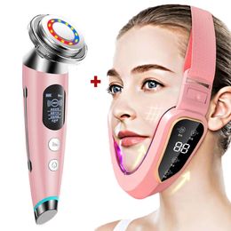 Face Care Devices EMS V Face Shaper Lifting Massager Double Chin Reducer LED Mesotherapy Radio Frequency Skin Tightening Wrinkle Removal 231201