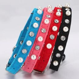 Dog Collars 1pc Pet Supplies Bling Rhinestone PU Leather Collar Soft Adjustable Neck Fashion Necklace For Small Puppy Cat