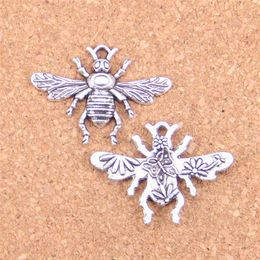 Antique Bee Honey bee charm - 46pcs, Silver & Bronze Plated, DIY Necklace & Bracelet Bangle Findings - 32x24mm