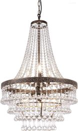 Chandeliers French Empire Crystal Chandelier Lighting Antique Bronze 6-Light Country Foyer Pendant 22" Dia X 35" H