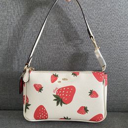 Fashion Strawberry Printed Handbag Designer Small Square Bag Ladies Clutch Bags