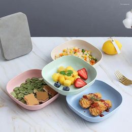Plates 4Pcs Snack Tray One-piece Molding Pack Spit Bone Dish For Restaurant Square Cake Fruit Plate Tableware