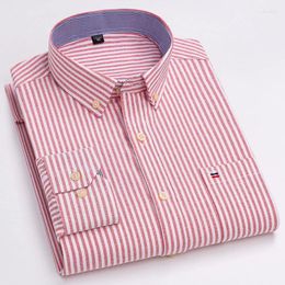 Men's Casual Shirts In Shirt Big Size Full For Mencotton Slim Fit Formal Plain Striped Tops Office Single Pocket Clothes