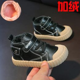 Sneakers Baby Shoes Children Casual Boots Plus Velvet Warm Cotton Shoes Leather Booties Kids Soft Soles Toddler Shoes For Boys Girls 231201