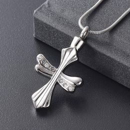 IJD12233 Newest Cross Cremation Pendant Human Ashes Urn Necklace Stainless Steel Jewelry for Men Women Funnel257x