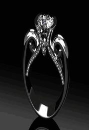 Sparkling Luxury Jewellery 925 Sterling Silver Round Cut White Topaz CZ Mozan Diamond Gemstones Women Wedding Crown Band Ring Gift F8643299