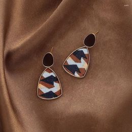 Dangle Earrings European And American Women Contrast Colour Oil Painting Fabric Water Drop Ins Autumn Winter Wholesale