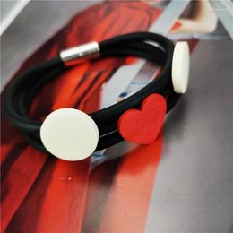 Bangle UKEBAY Heart Bangles Jewellery Women Charm Bracelets Black Chains Handmade DIY Elasticity Rope Wood Accessories