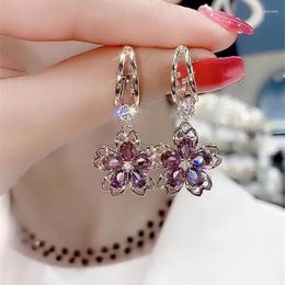 Dangle Earrings Vintage Crystal Flower Drop For Women Elegant Pearl Zircon Leaf Exquisite Fashion Wedding Party Jewellery