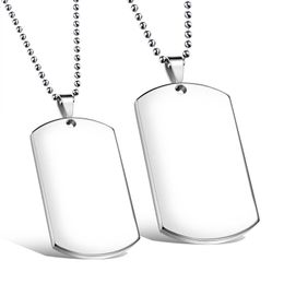 Custom Engarved High Polished Stainless Steel Silver Blank Dog Tag Pendants No Chain287Z