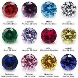 50PCS Per Total 600pcs 12 Colours Birthday Round Loose Cubic Zirconia Stone Corundum Synthetic Gems CZ226O