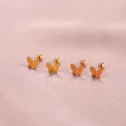 Stud Earrings MIQIAO Real 18K Gold Screw For Women Pure Solid Au750 Simple Butterfly Devise Fine Jewellery Gift EA034