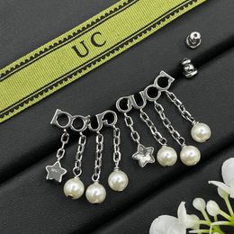 G pearl earring luxury designer earrings Korean high-end rhinestone anti-allergic pearl earrings