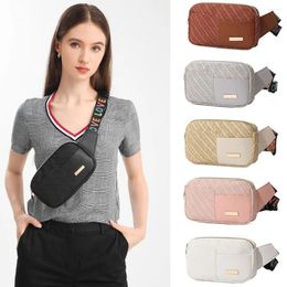Waist Bags Woven Pattern Bag Fashion PU Colourful Letter Printing Chest Square Ladies