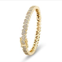 women Love Full Diamond Lady Bracelet Real Gold Plated Full Zircon Hip-Hop hipster silver gold bracelet Jewelry274T